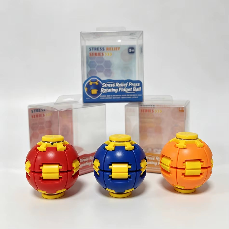 3D Printed Press to Spin Gear Fidget Ball Transformable Fidget Spinner Anxiety Stress Relief Toy Desktop Ornament Novelty Gift