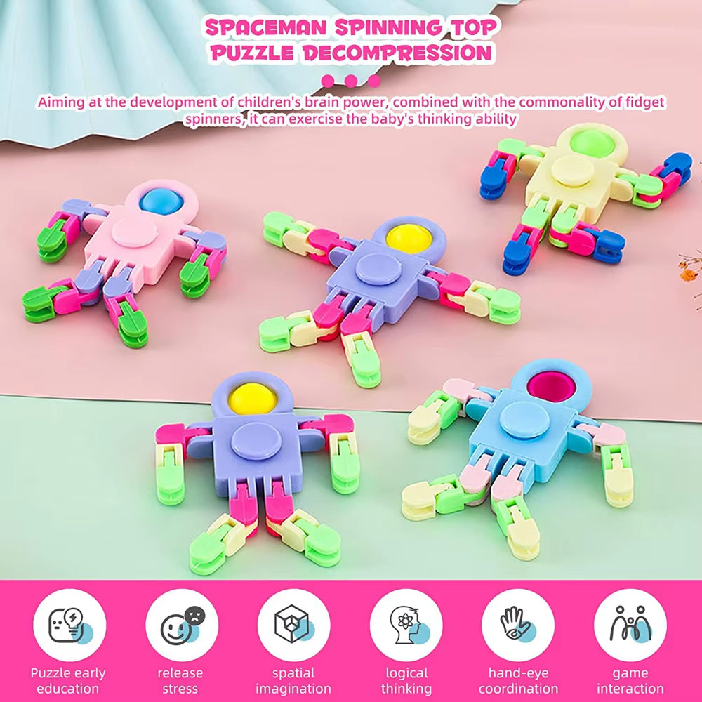 Transformable 4PCS Fidget Sensory Spinner Chains - Perfect for Birthday Goodie Bags, Classroom Prizes & Fun Gifts!