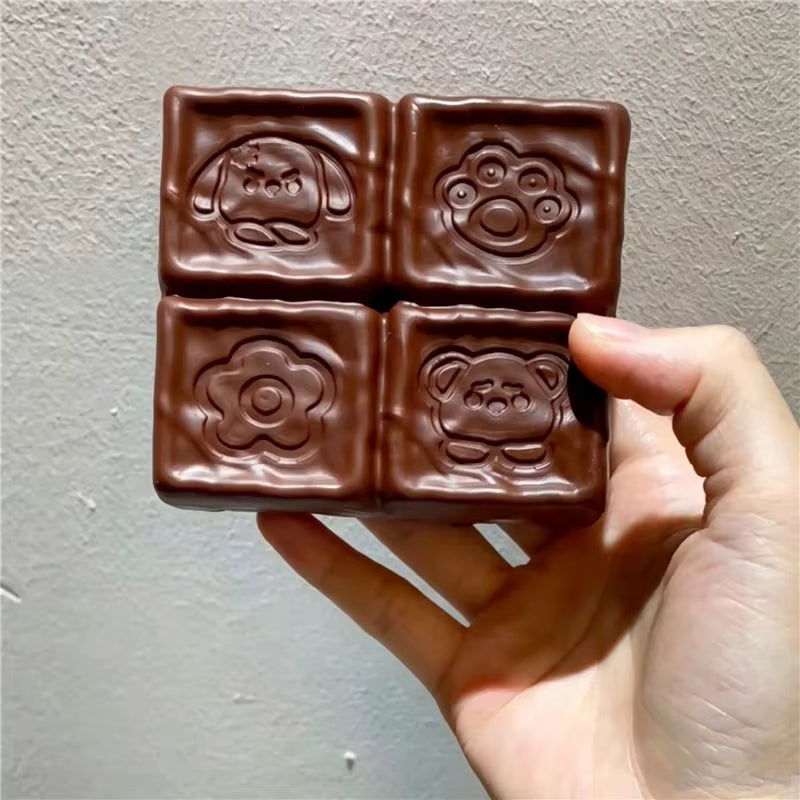 Squishy Strawberry Chocolate Milk Cube Cake Bread Squeeze Toy Soft Stress Relief Slow Rising Sensory Fidget Toys for ADHD Autism