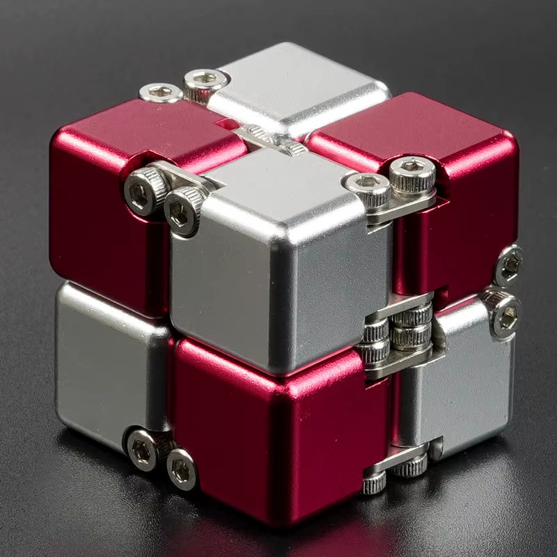 Infinity Cube Fidget Toy - Durable Aluminum Alloy Stress Relief Tool for Adults - Pocket-Sized Decompression Gift for Daily Use
