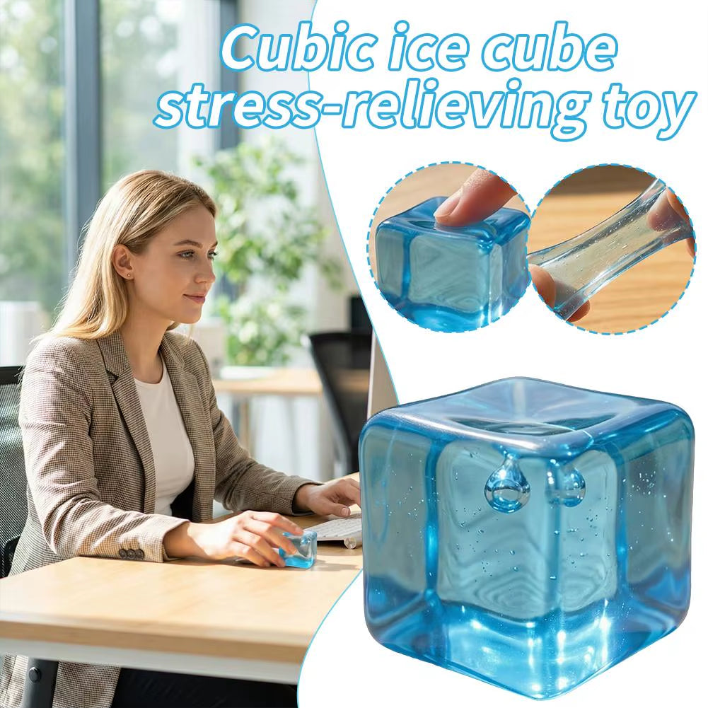 Ice Cube Fidget Toy Soft Squishy Sensory Stress Relief Gadget for Adults and Kids Portable Desk Toy for Focus and Anxiety