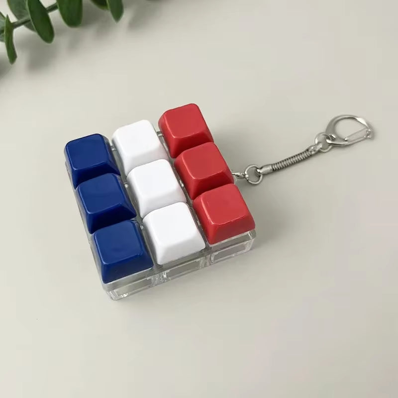 Keycap Clicker Portable Macaron Color 9-Key Keyboard Fidget Toy Finger Pinch Mini Pendant ASMR Stress Relief Keyboard Keychain