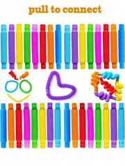 Pop Tube Fidget Toy Set - Assorted Colors for Stress and Anxiety Relief (4/8/24/36/72 Pieces)