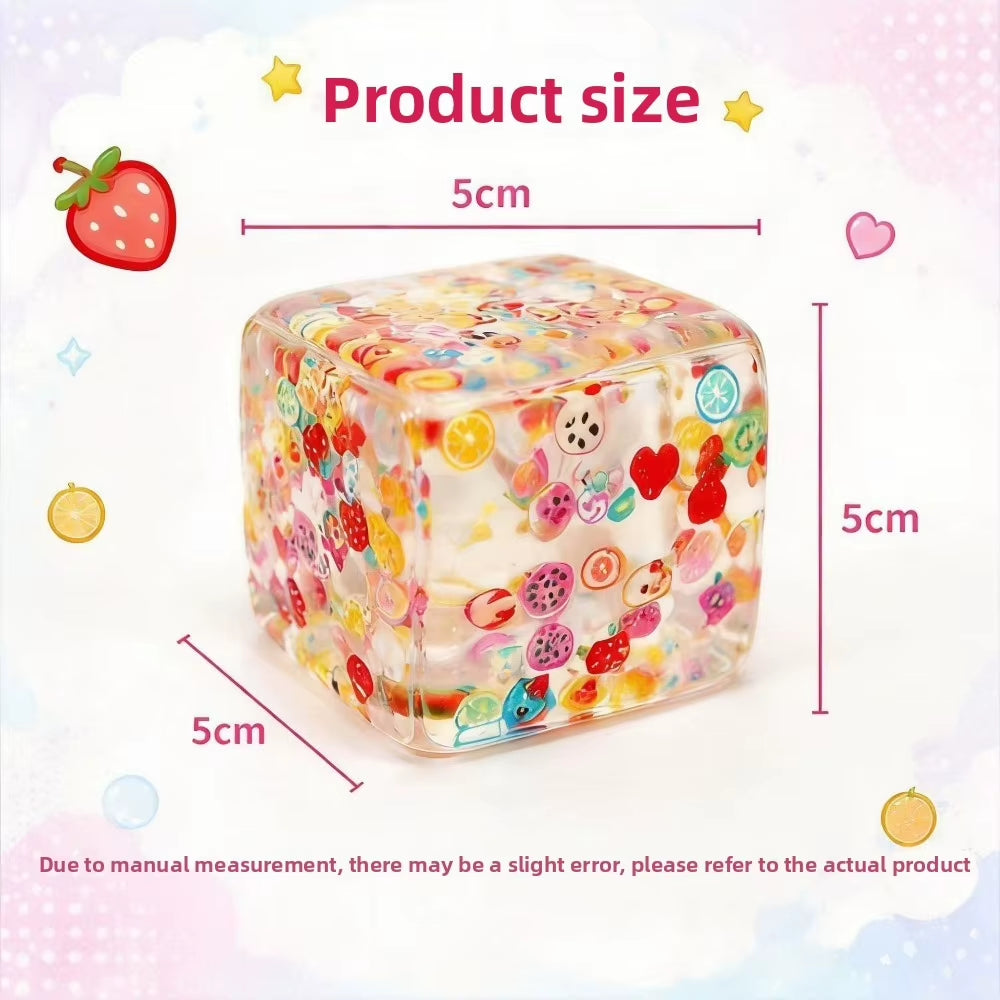 Taba Squishy Stress Balls Cube - Fruit Sensory Fidget Toy Slow Rise Squishy Toys for for ADHD Autism Office Desk Squeeze Gift