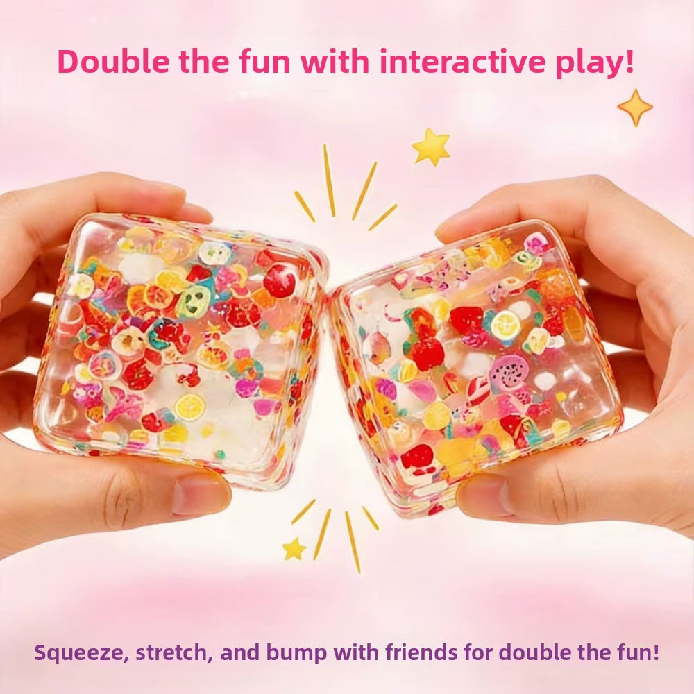 Taba Squishy Stress Balls Cube - Fruit Sensory Fidget Toy Slow Rise Squishy Toys for for ADHD Autism Office Desk Squeeze Gift