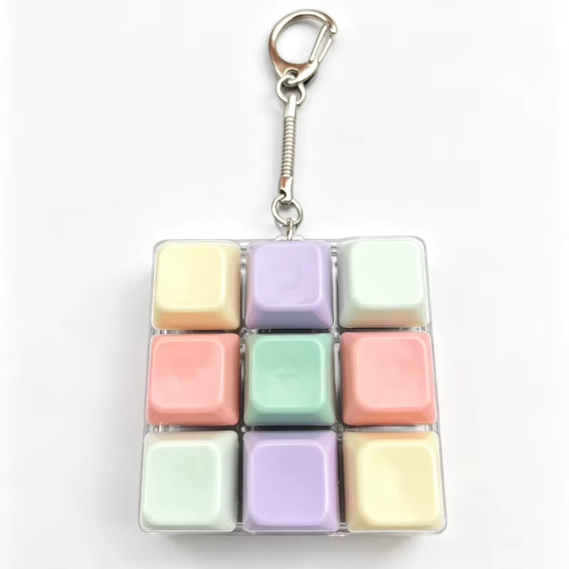 Keycap Clicker Portable Macaron Color 9-Key Keyboard Fidget Toy Finger Pinch Mini Pendant ASMR Stress Relief Keyboard Keychain