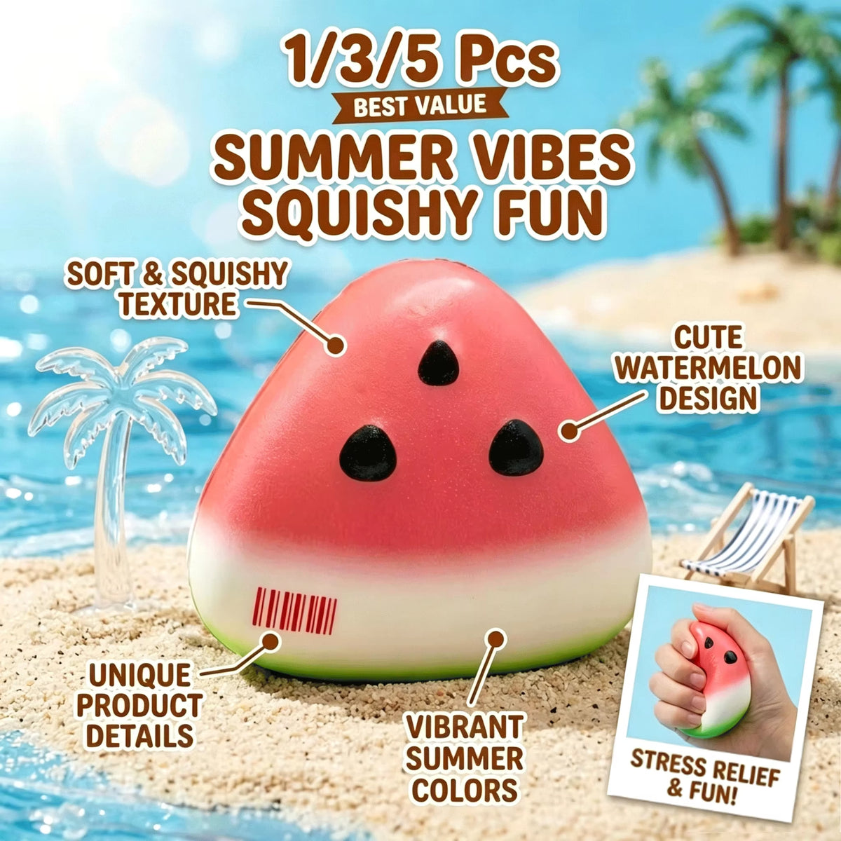 Adorable Slow Rising Watermelon Squishy - Perfect Fidget Toy for Stress Relief and Anxiety! Great Gift Idea!