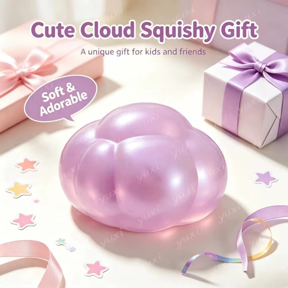 Xmas Gift Cloud Squishy Squeeze Toy Portable Desk Stress Reliever Slow Rebound Toy Holiday Present for Student Office Worker