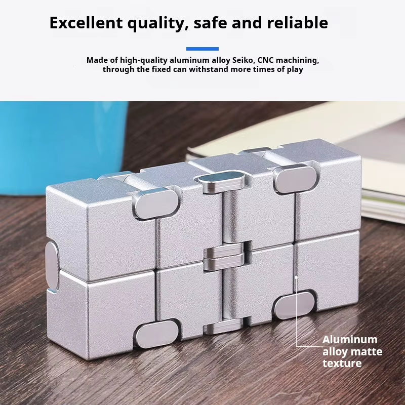 Infinity Cube Fidget Toy - Durable Aluminum Alloy Stress Relief Tool for Adults - Pocket-Sized Decompression Gift for Daily Use