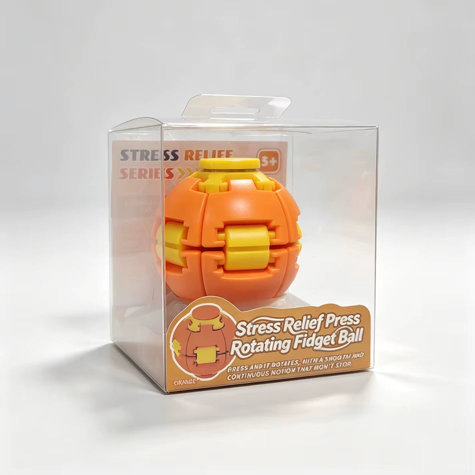 3D Printed Press to Spin Gear Fidget Ball Transformable Fidget Spinner Anxiety Stress Relief Toy Desktop Ornament Novelty Gift