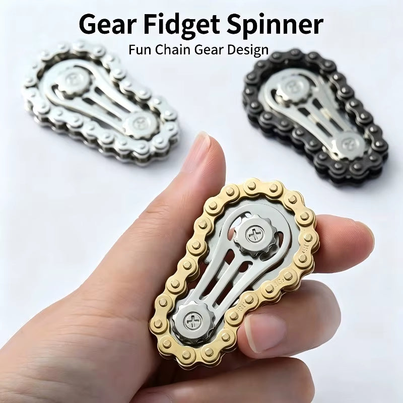 Pressure Relief Finger Chain Fidget Spinner - Metal Edition for Anxiety Relief